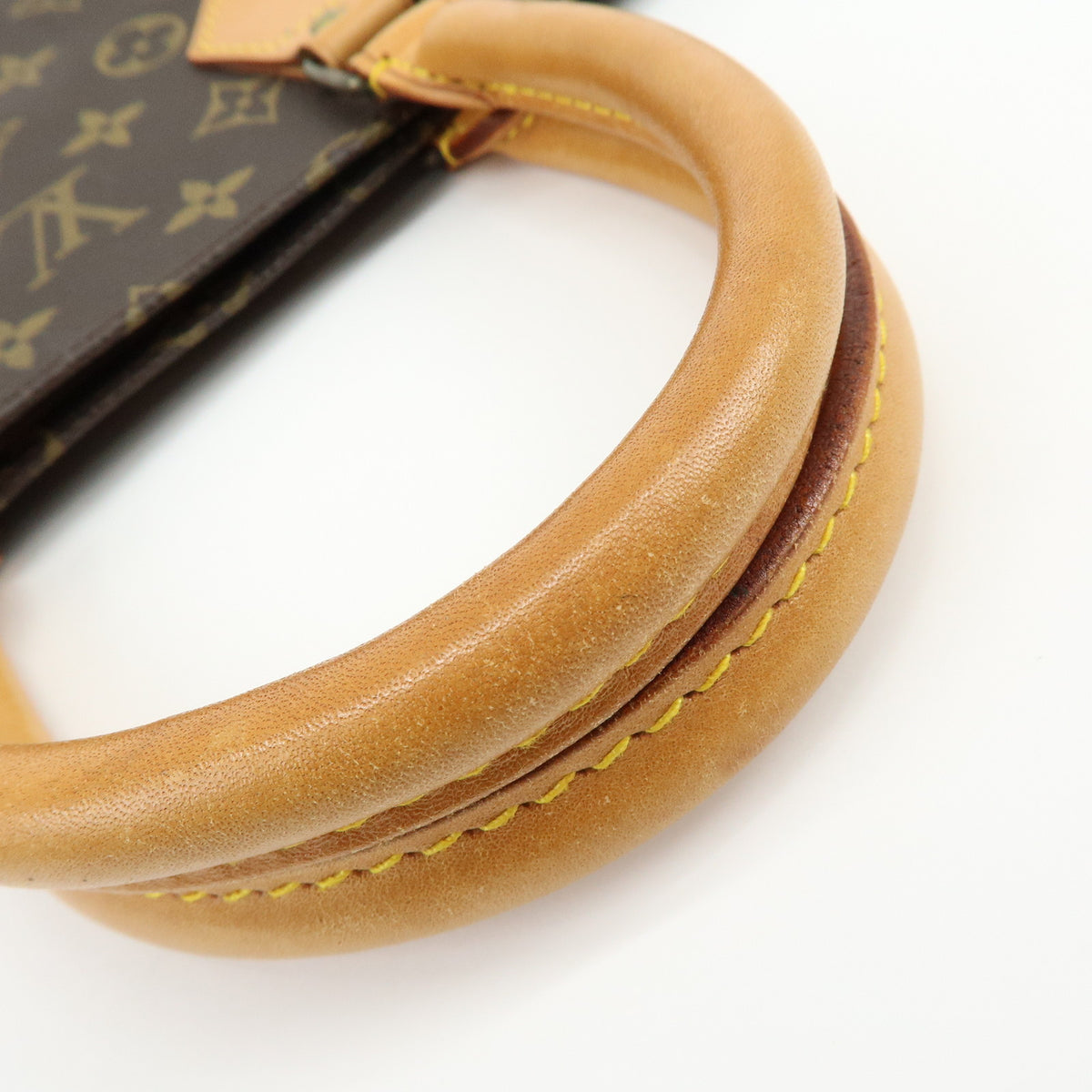 Louis Vuitton Monogram Sac Plat Leather Tote Bag Hand Bag Brown M51140