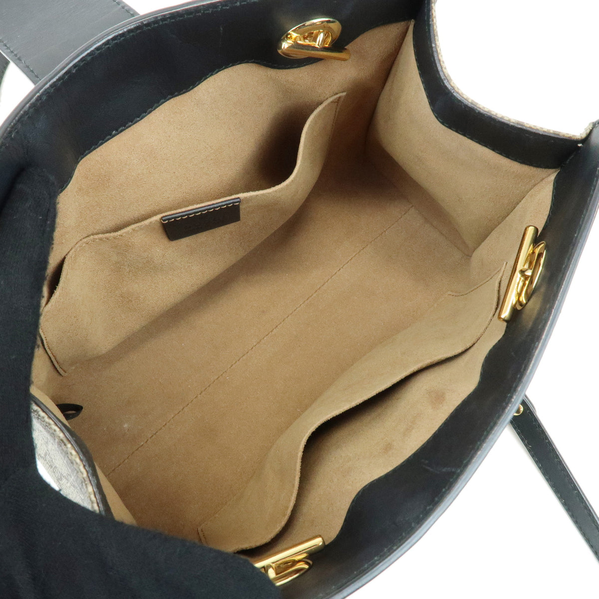 GUCCI Padlock GG Supreme Leather Chain Shoulder Bag Beige Black 498156