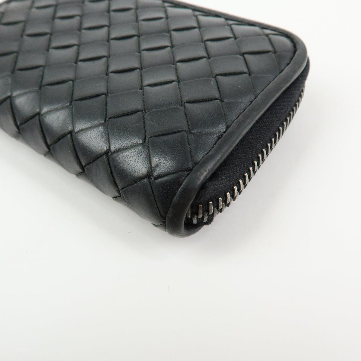BOTTEGA VENETA Intrecciato Leather Coin Case Black V4651