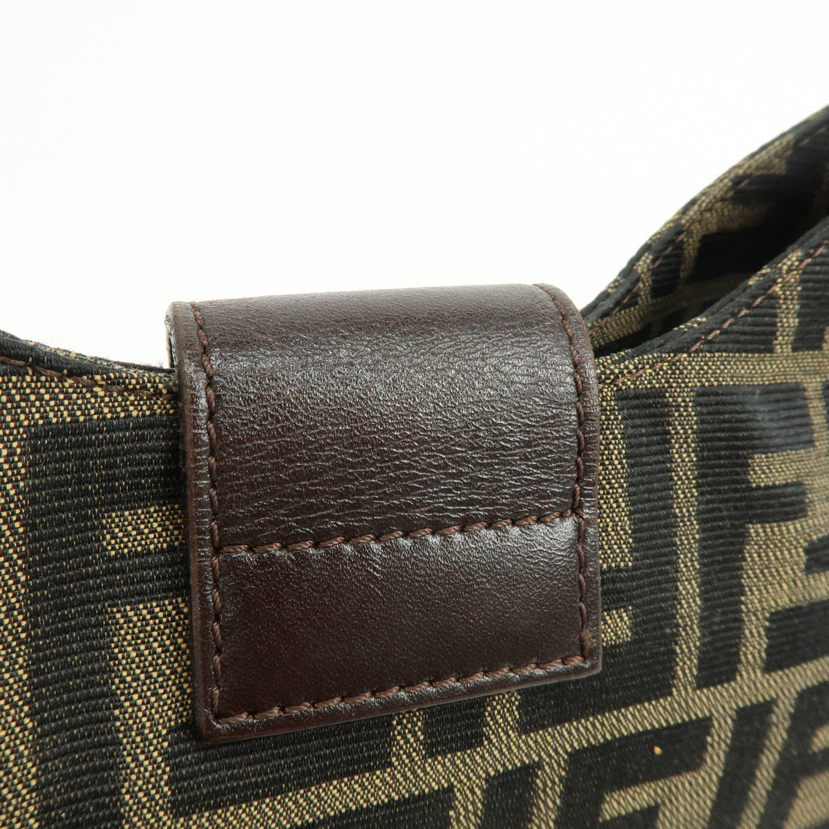 FENDI Zucca Canvas Leather Shoulder Bag Hand Bag Black Brown 26569