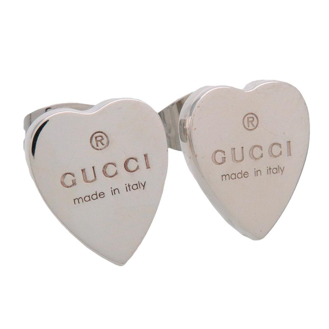 GUCCI Trademark Heart Shape Earrings SV925 Silver