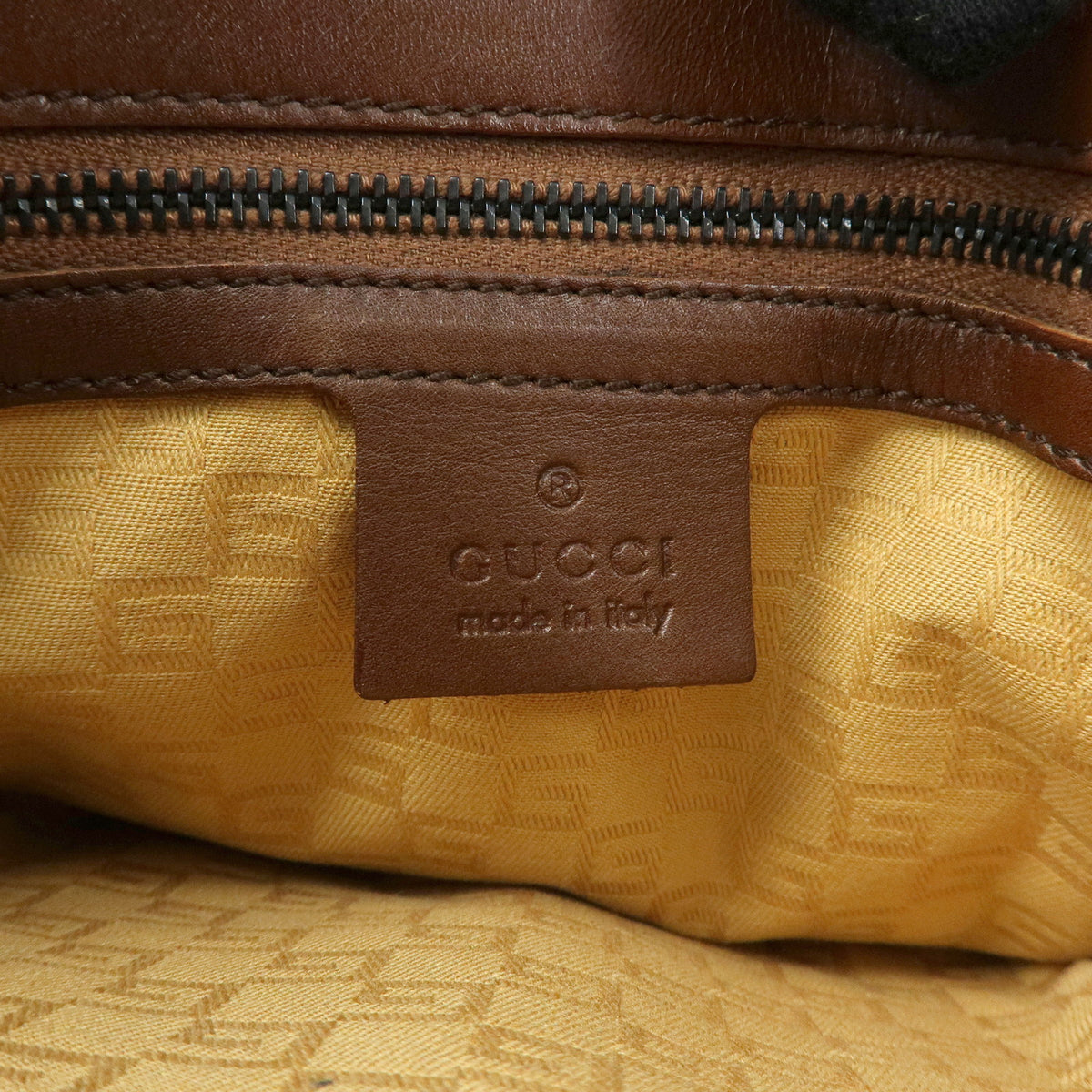 GUCCI Leather Wooden Clasp Shoulder Bag Hand Bag Gradation Brown 105374