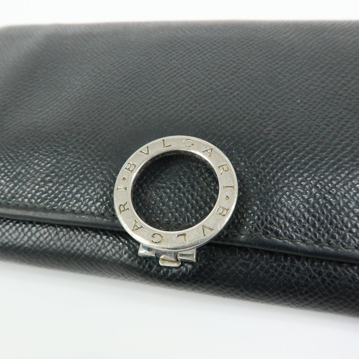 BVLGARI BVLGARI Logo Clip Leather Bi-fold Long Wallet Black