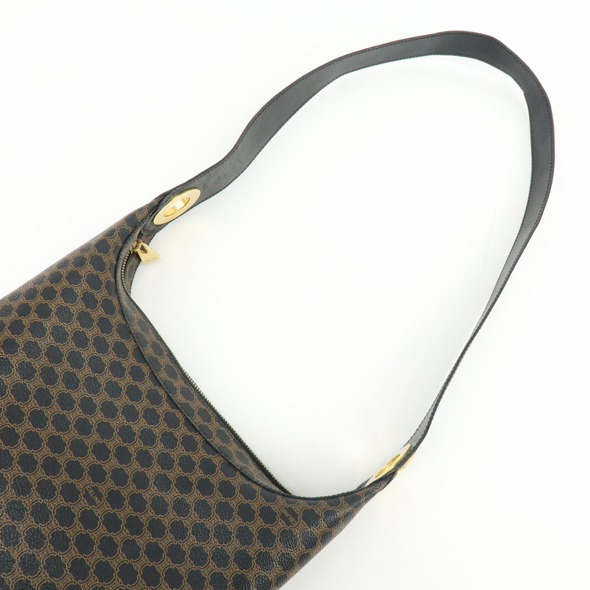 CELINE Macadam PVC Leather Shoulder Bag Crossbody Bag Black Brown
