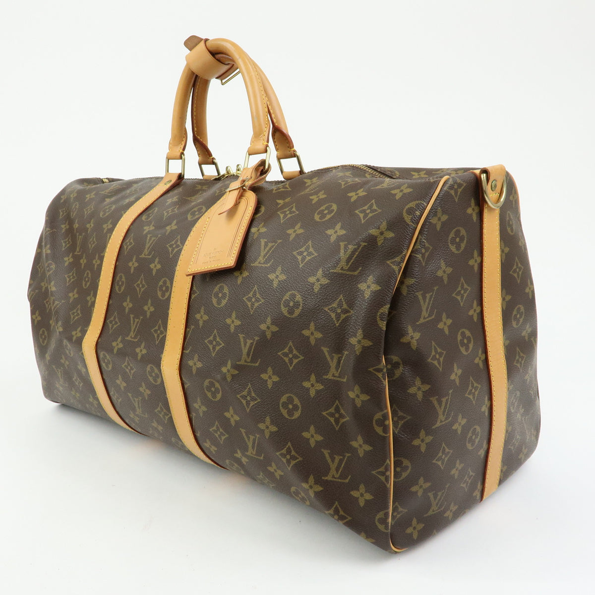 Louis Vuitton Monogram Keep All Bandouliere 55 Boston Bag Brown M41414