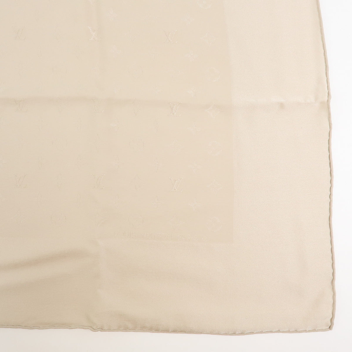 Louis Vuitton Monogram Carre Monaco Silk 100% Scarf Beige M71146