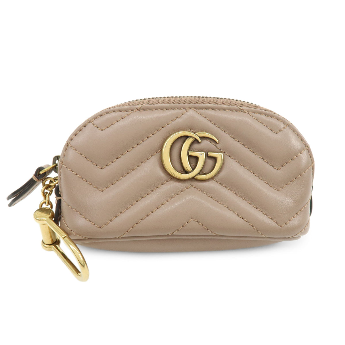 GUCCI GG Marmont Double G Leather Pouch Key Case Pink Beige 625691