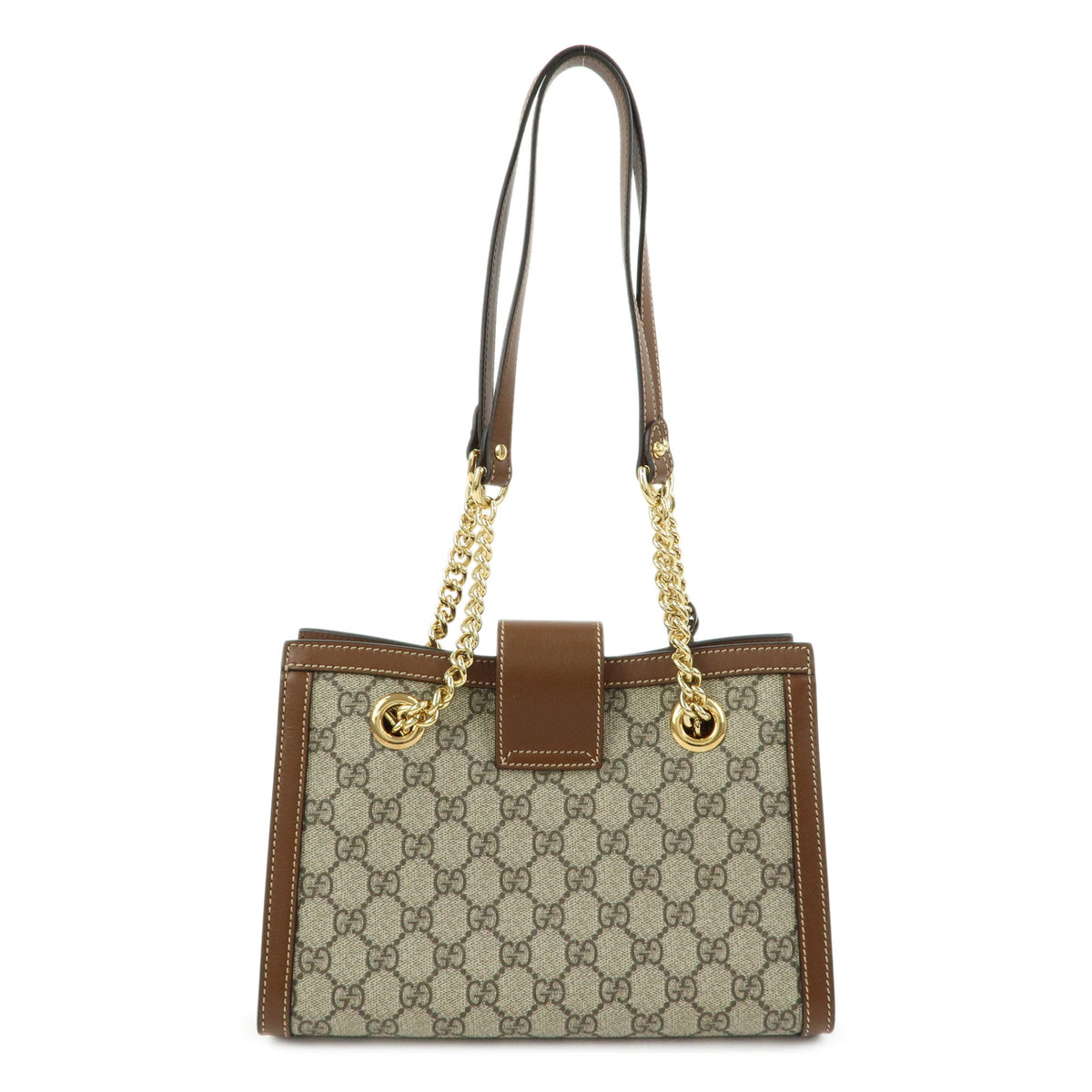 GUCCI Padlock GG Supreme Leather Chain Shoulder Bag Brown 498156