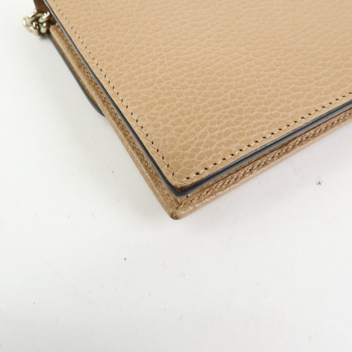 GUCCI Interlocking G Leather Chain Wallet Shoulder Bag Beige 510314