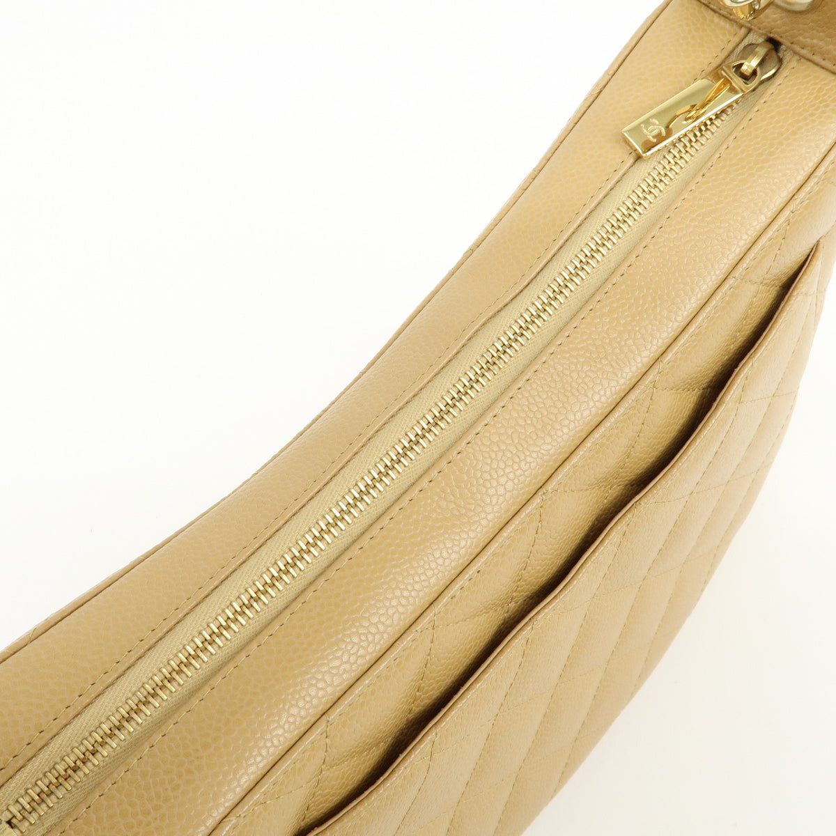 CHANEL COCO Mark Matelasse Caviaskin Chain Shoulder Bag Beige A20993
