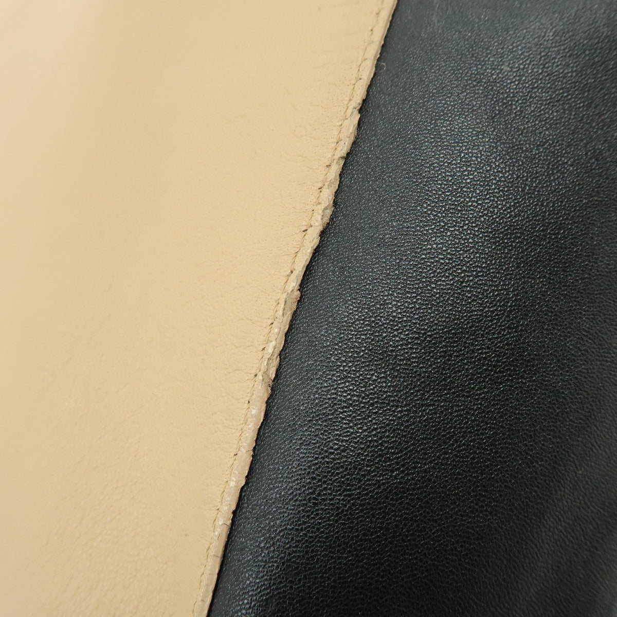 CELINE Horizontal Cabas Leather Tote Bag Hand Bag Beige Black