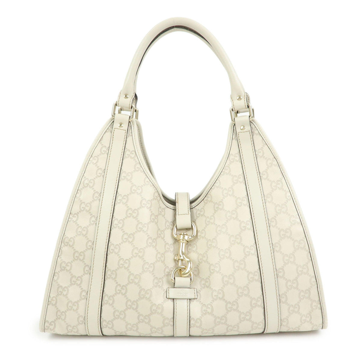 GUCCI Jackie Guccissima Leather Shoulder Bag Hand Bag Ivory 203494
