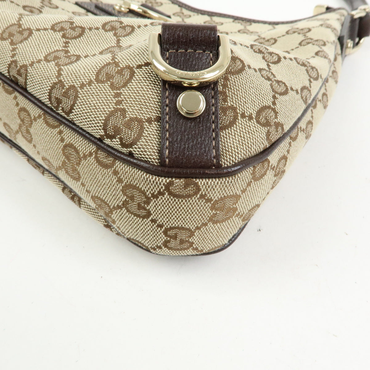 GUCCI Abbey Canvas Leather Shoulder Bag Brown 130738