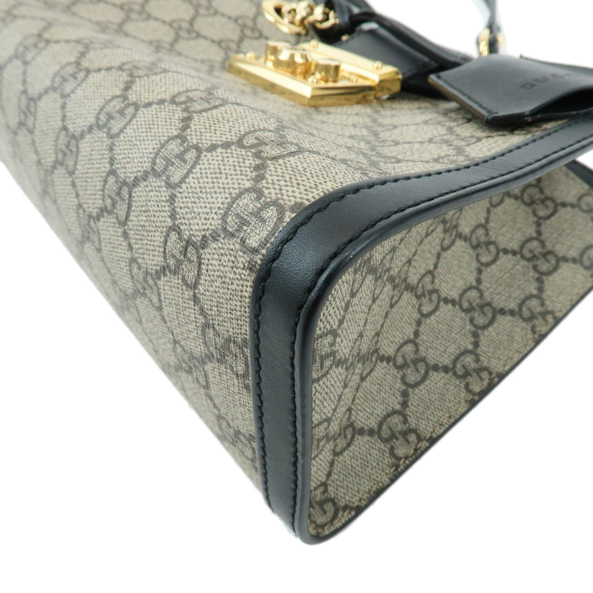 GUCCI Padlock GG Small GG Supreme Chain Shoulder Bag Beige Black 498156