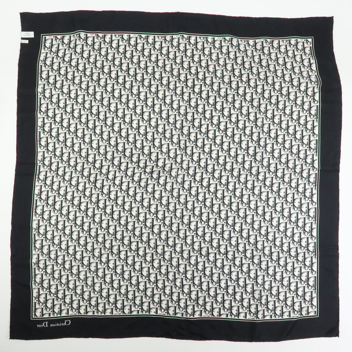 Christian Dior Trotter Silk 100% Scarf Black White