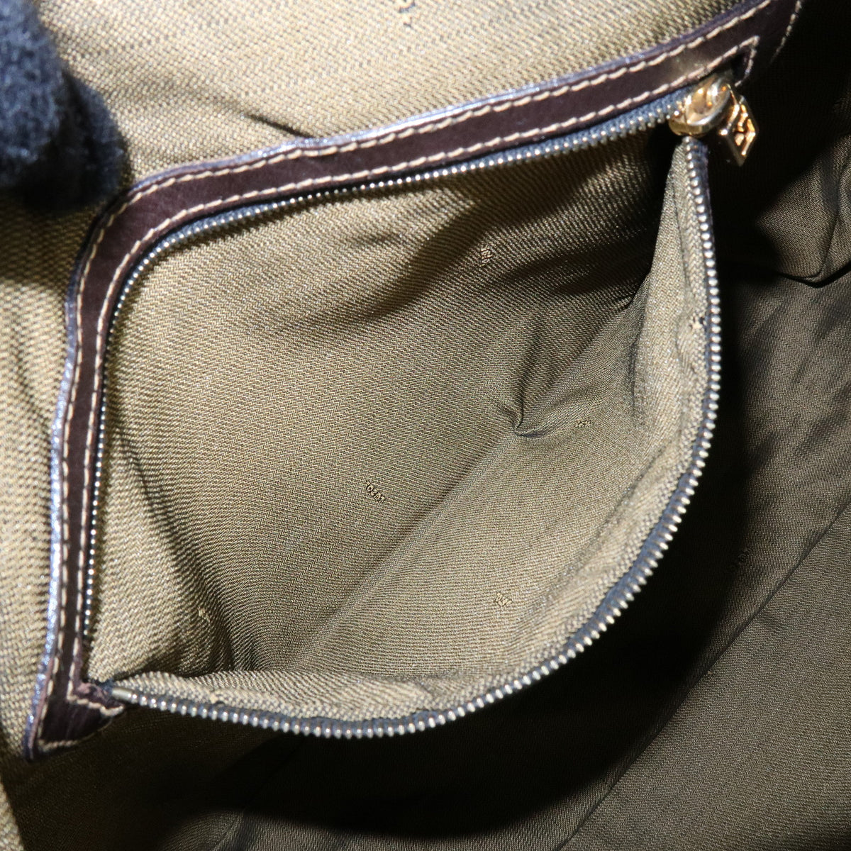 FENDI Zucca Canvas Leather Shoulder Bag Hand Bag Brown