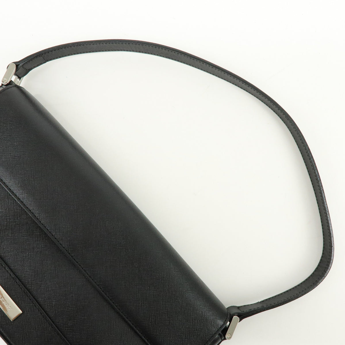 BURBERRY Logo Plate Leather Shoulder Bag Hand Bag Black