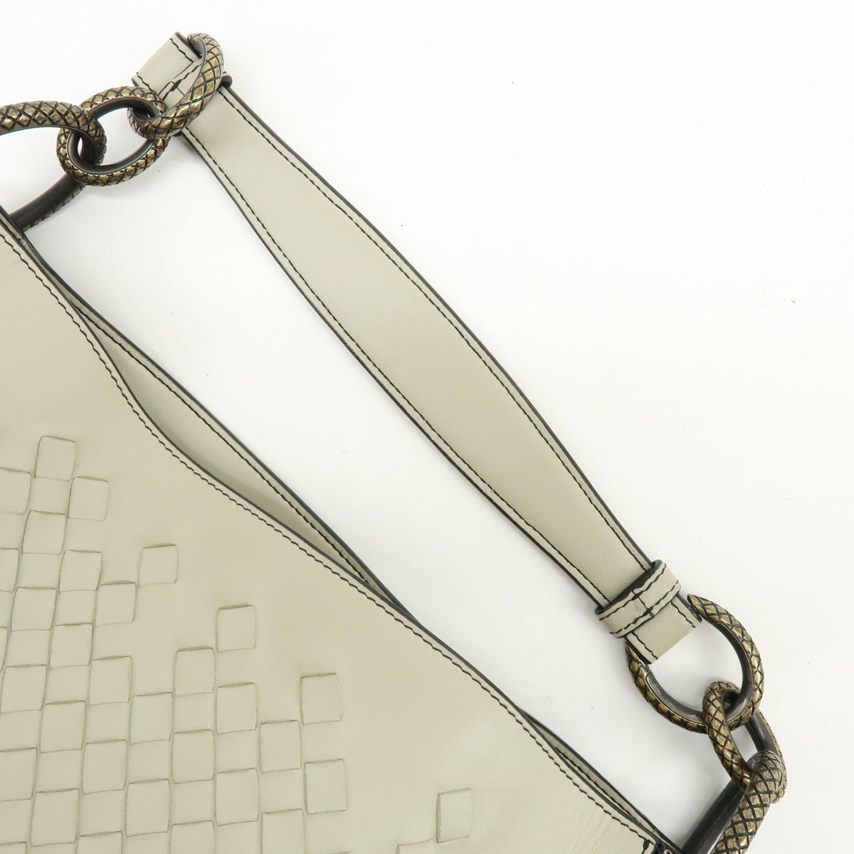 BOTTEGA VENETA Intrecciato Nappa Leather Shoulder Bag Ivory 118965