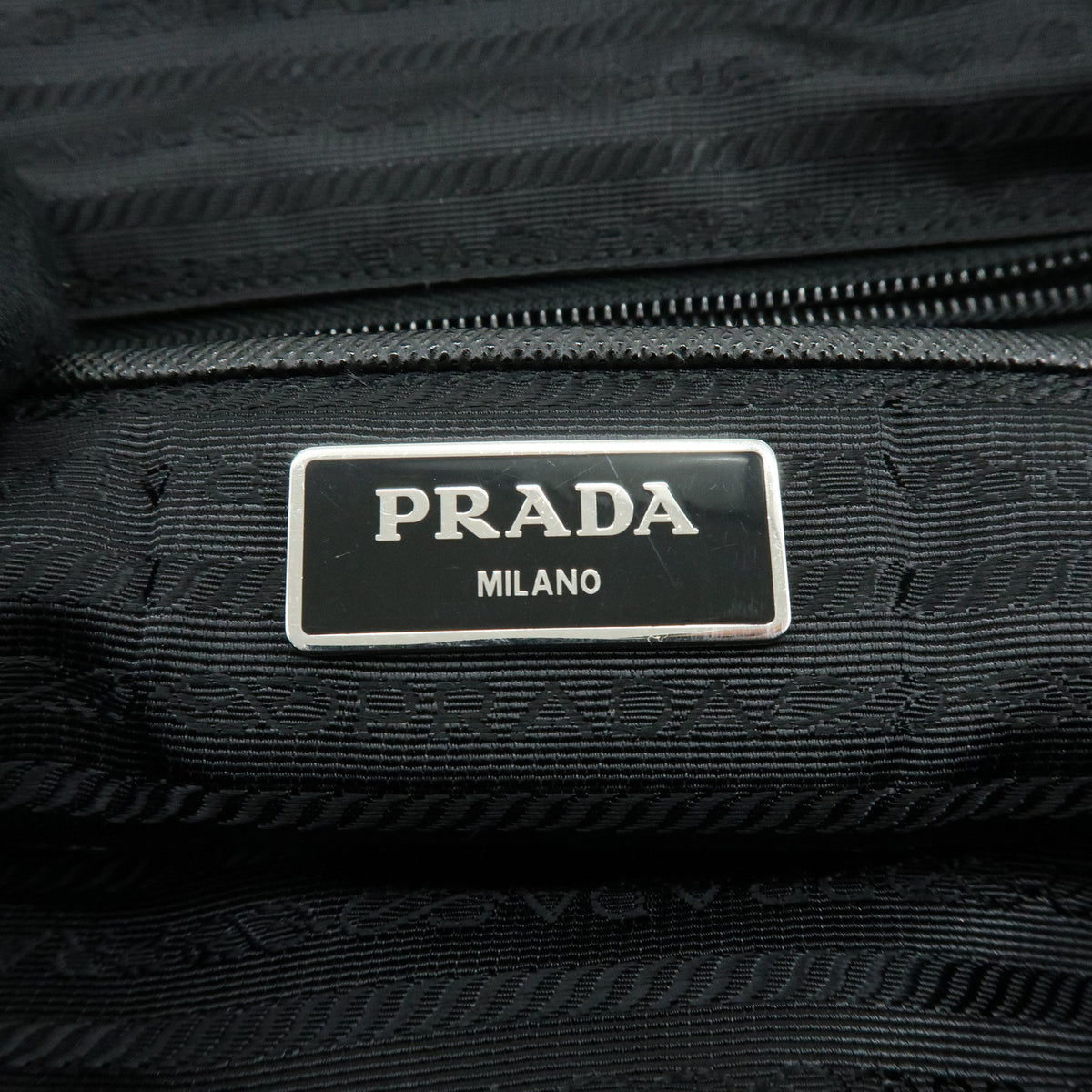 PRADA Triangle Logo Nylon Saffiano Leather 2Way Hand Bag Black 1BG189