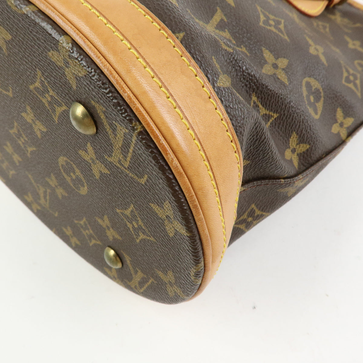 Louis Vuitton Monogram Canvas Leather Bucket PM Hand Bag Brown M42238