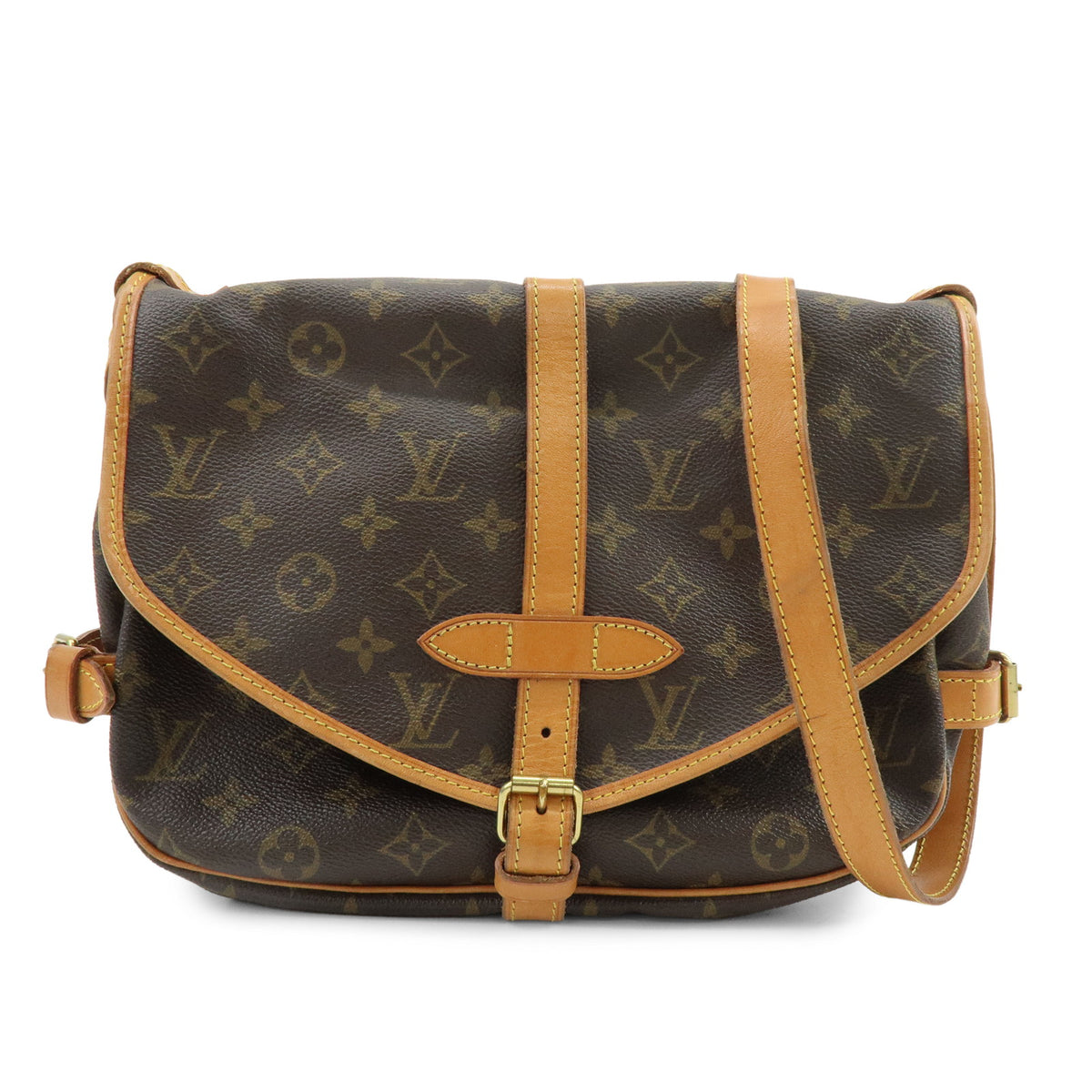 Louis Vuitton Monogram Saumur 30 Canvas Shoulder Leather Bag M42256