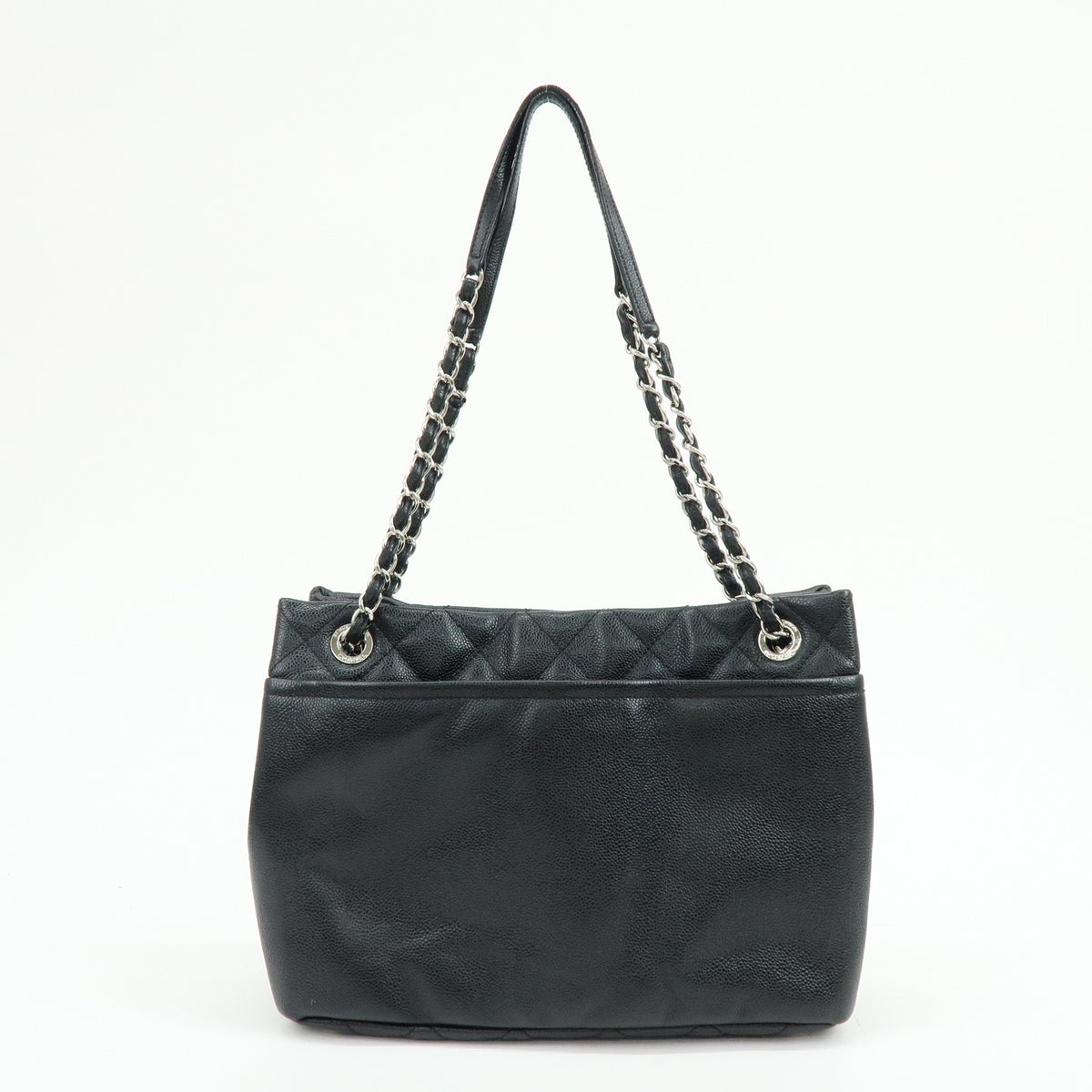 CHANEL COCO Mark Caviarskin Chain Shoulder Bag Black Silver