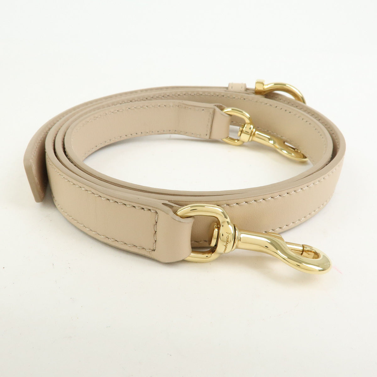 Ferragamo Gantini Leather 2Way Hand Bag Shoulder Bag Yellow Beige White