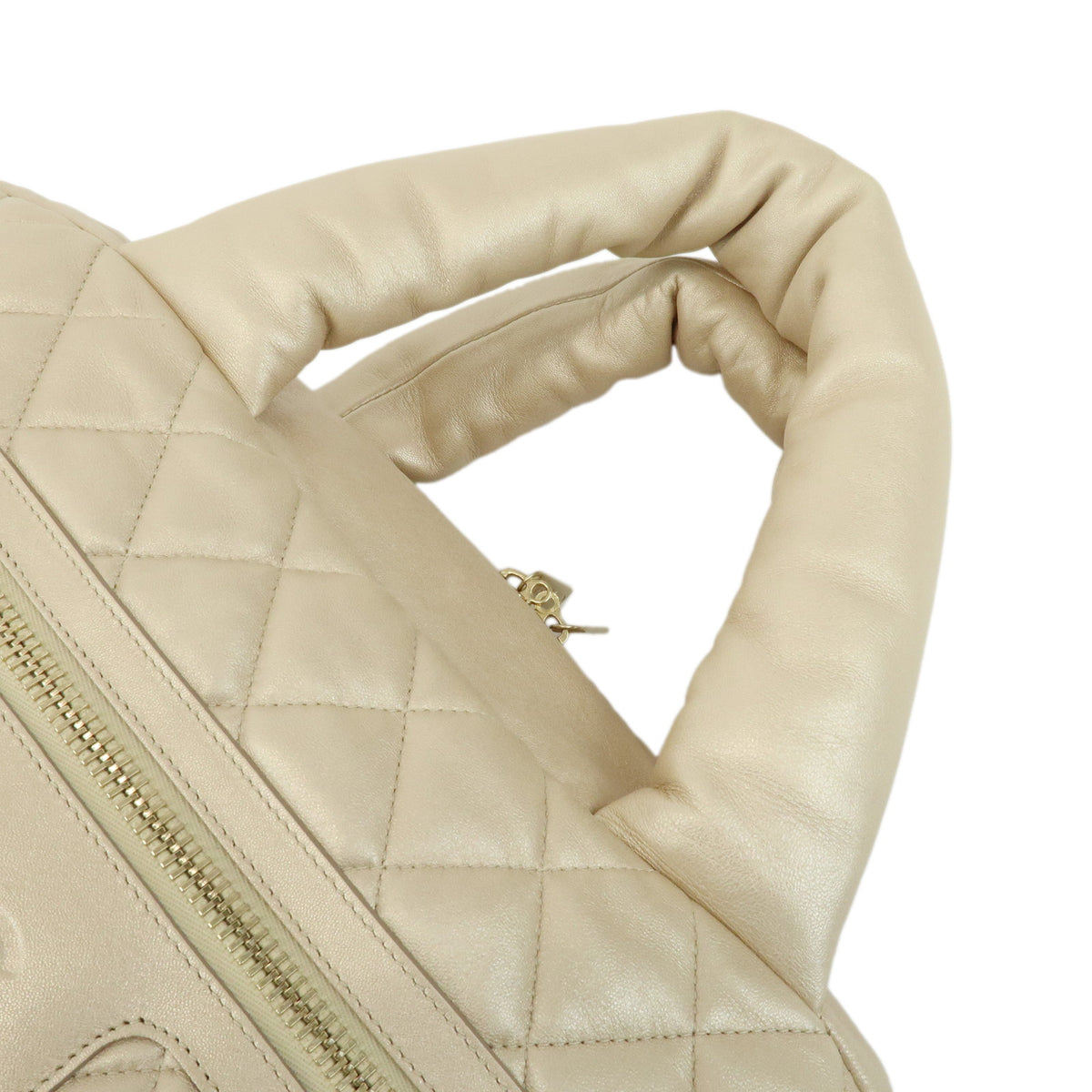CHANEL COCO COCOON Lamb Skin Boston Bag Champagne Gold A47205