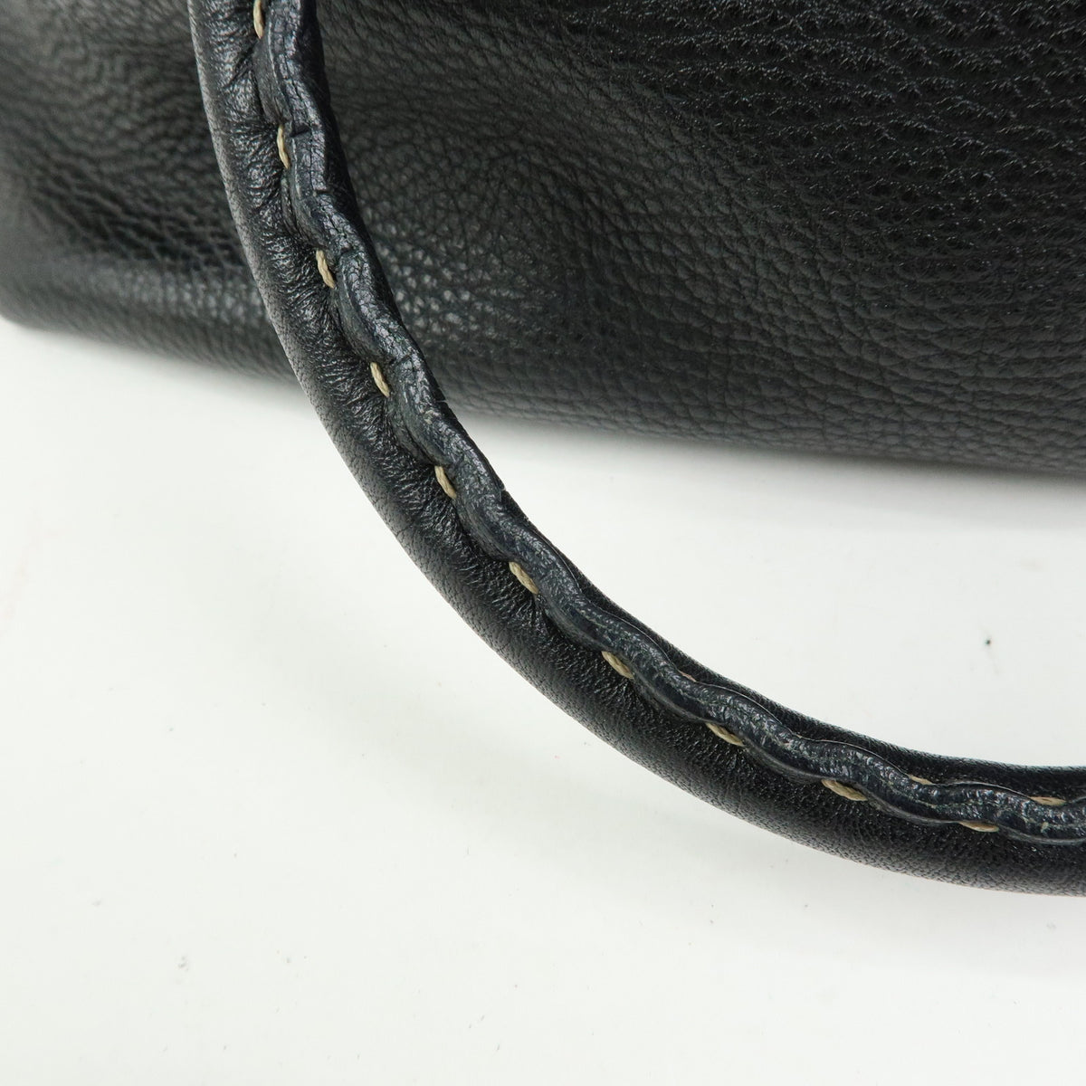 FENDI Selleria Leather Doctor's Bag Hand Bag Black 8BN076