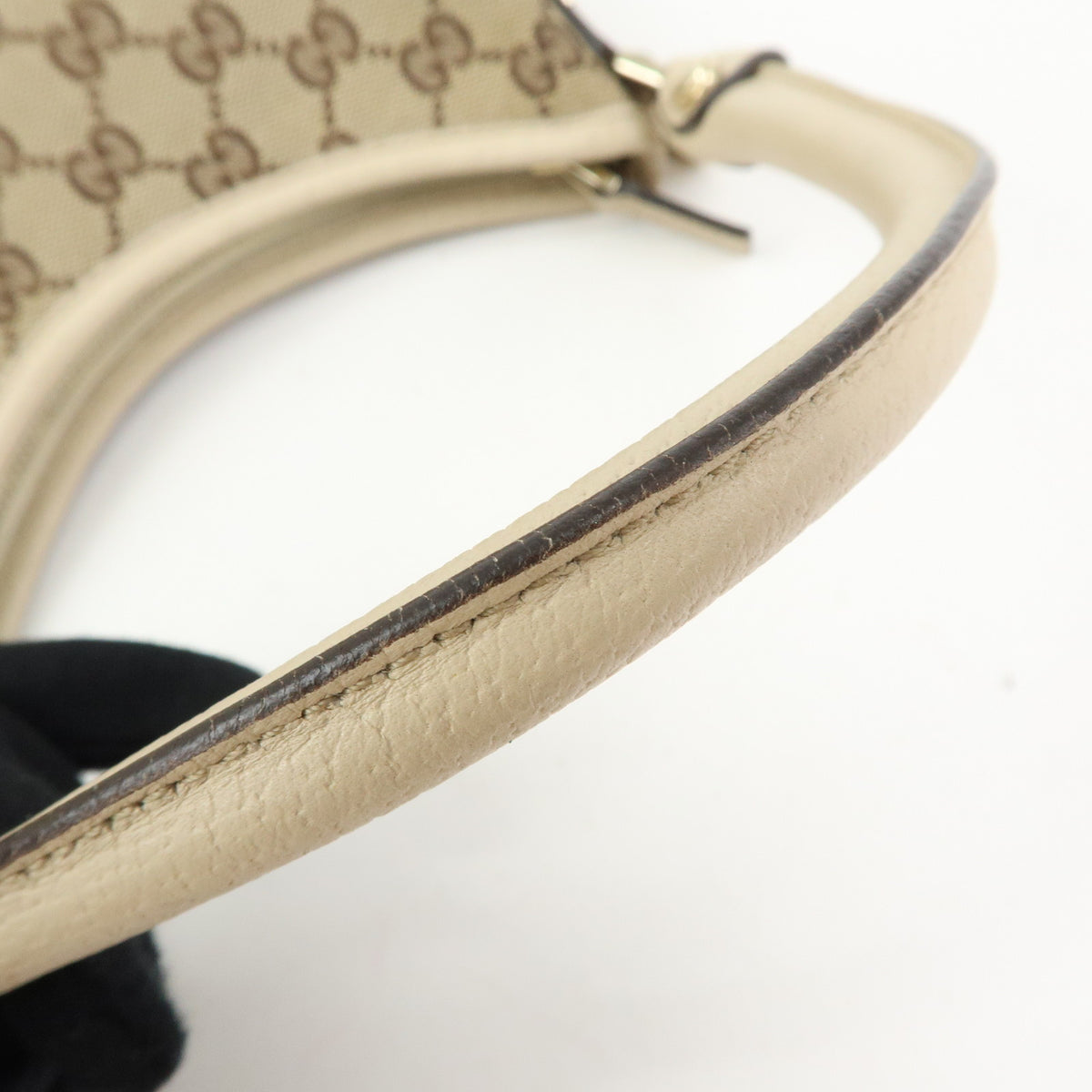 GUCCI Abbey GG Canvas Leather Shoulder Bag Beige Brown Ivory 130738