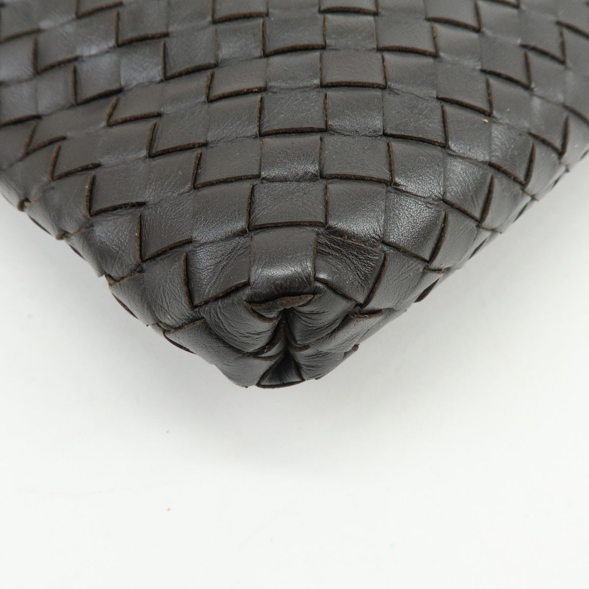 BOTTEGA VENETA Intrecciato Leather Shoulder Crossbody Bag Dark Brown