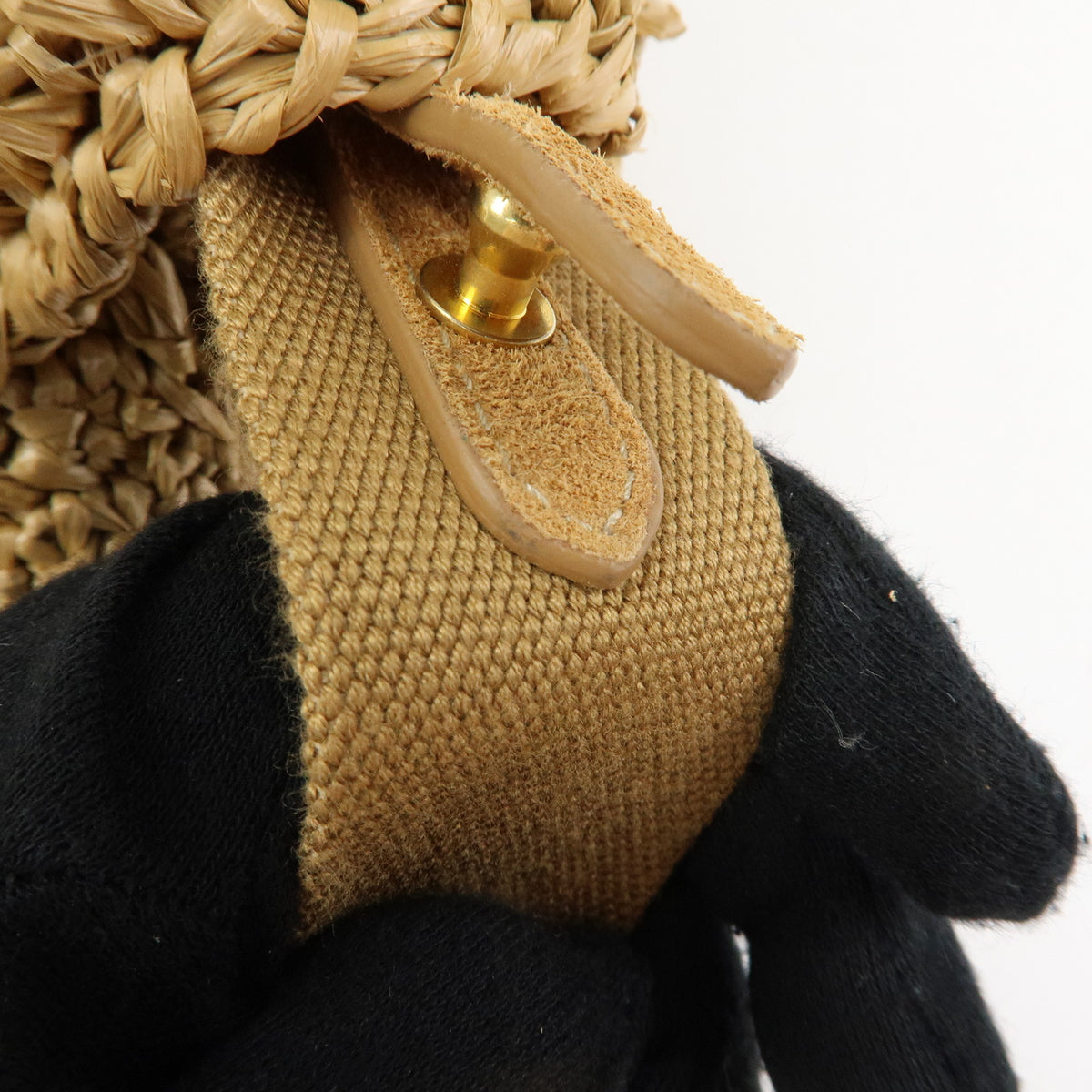 PRADA Canapa Triangle Logo Tricot Raffia 2Way Bag Camel Orange 1BG153