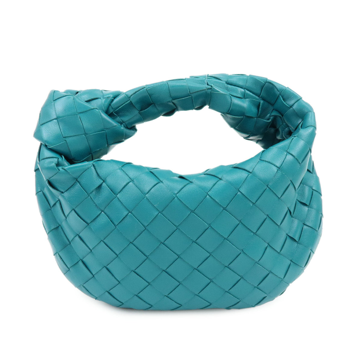 BOTTEGA VENETA Mini Jodie Intrecciato Leather Hand Bag Turquoise Blue