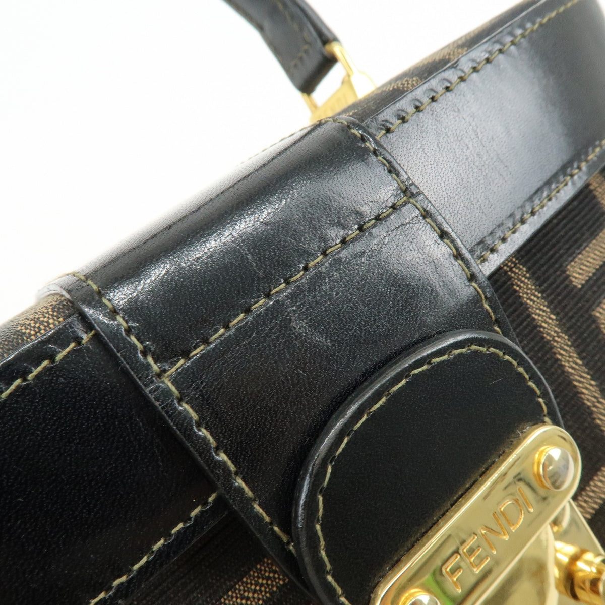 FENDI Zucca Canvas Leather 2Way Vanity Bag Shoulder Bag Brown 09149311
