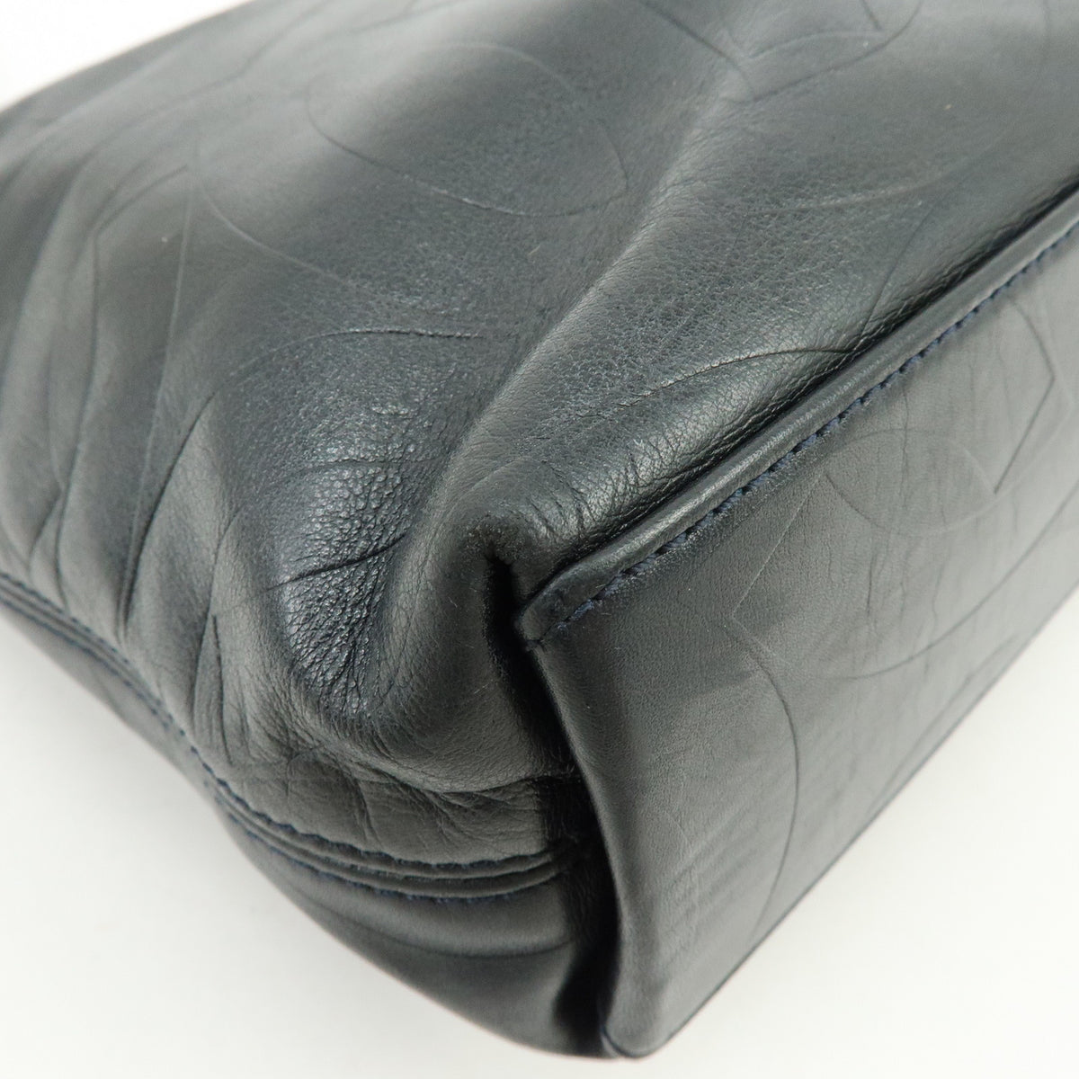 CHANEL COCO Mark Calf Leather Tote Bag Hand Bag Black