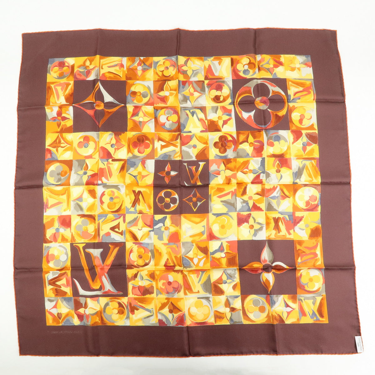 Louis Vuitton Monogram Carre Au Fil Du Temps Silk 100% Scarf M71120