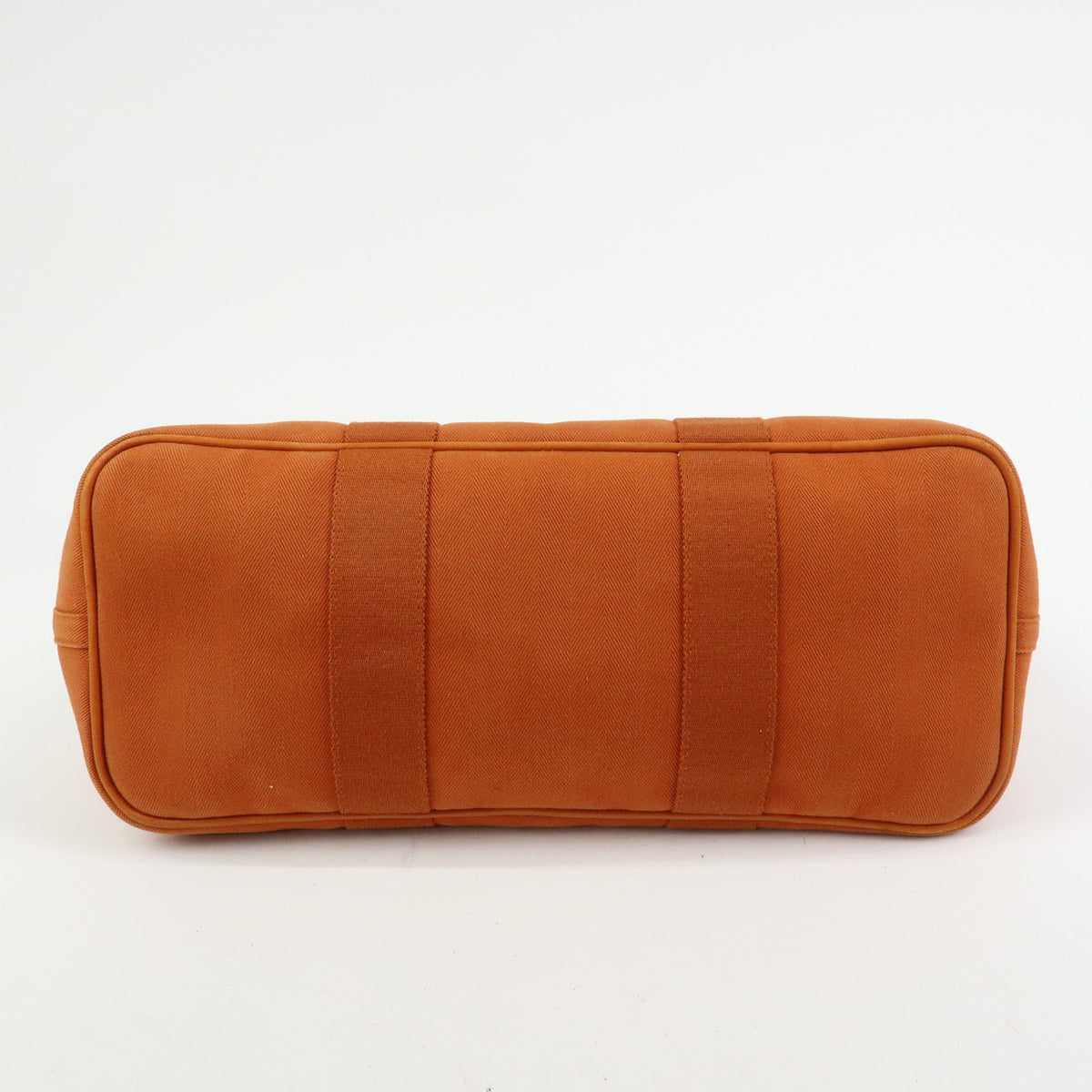 HERMES Valparaiso MM Toile Chevron Leather Hand Bag Orange
