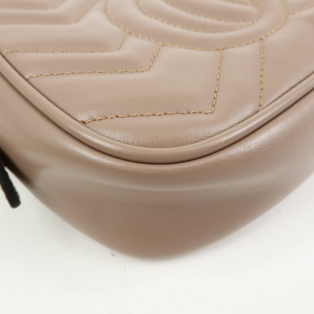 GUCCI GG Marmont Double G Leather Chain Shoulder Bag Pink Beige 448065