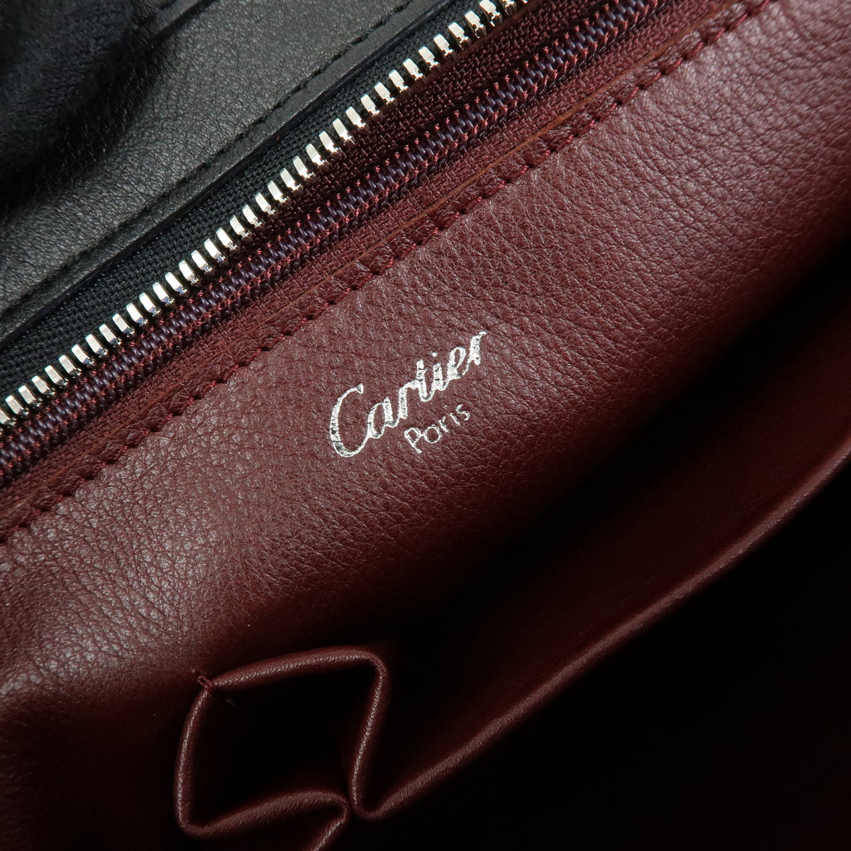 Cartier Cabochon Leather Tote Bag Shoulder Bag Hand Bag Black