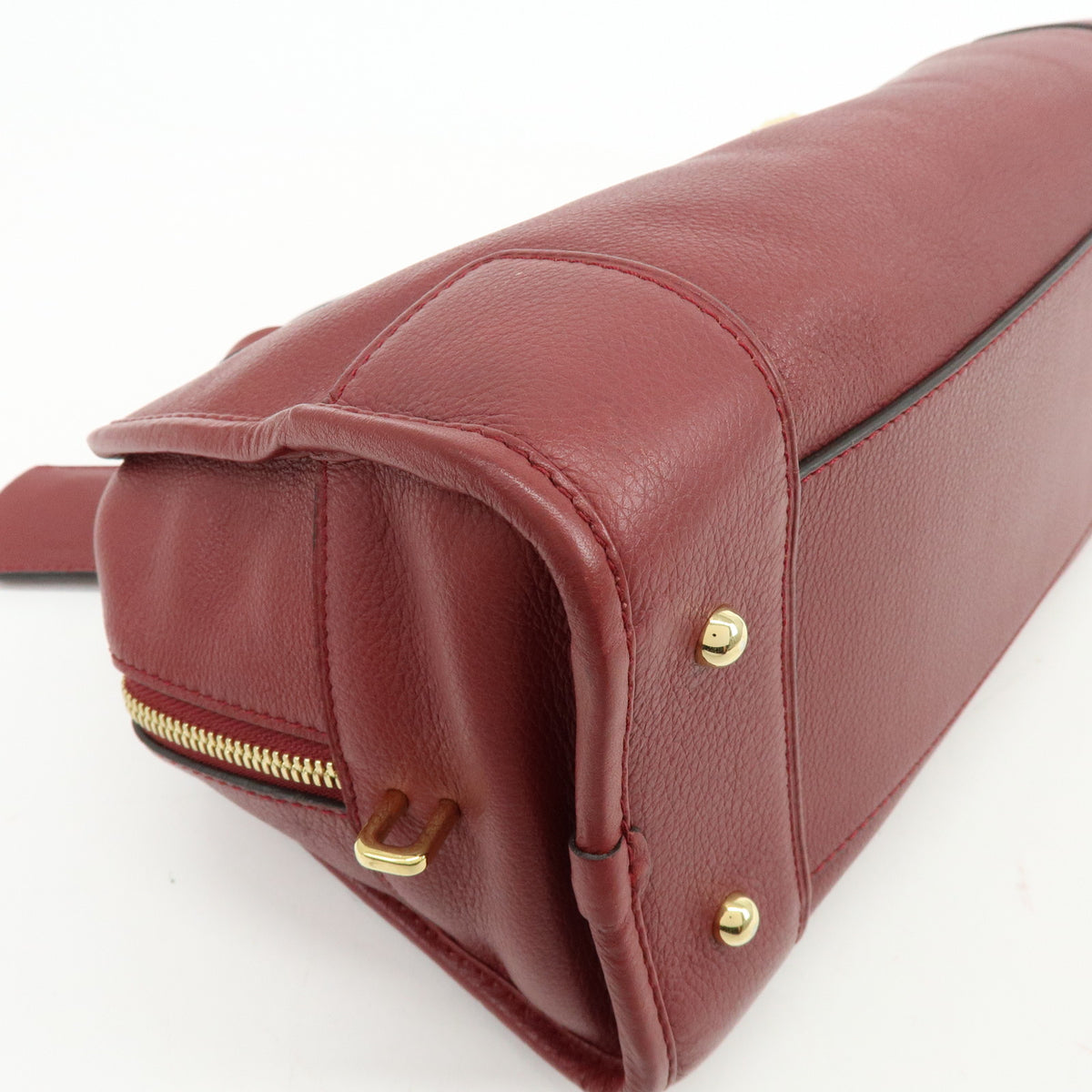 LOEWE Anagram Amazona 28 Leather Hand Bag Boston Bag Wine Red