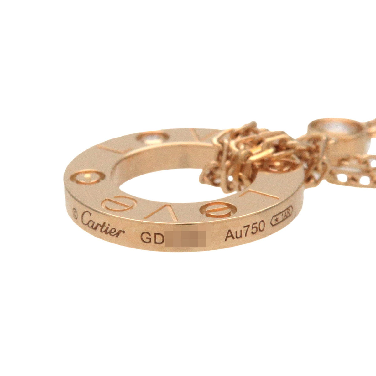 Cartier Love Circle 2P Diamond Necklace K18 750YG Yellow Gold