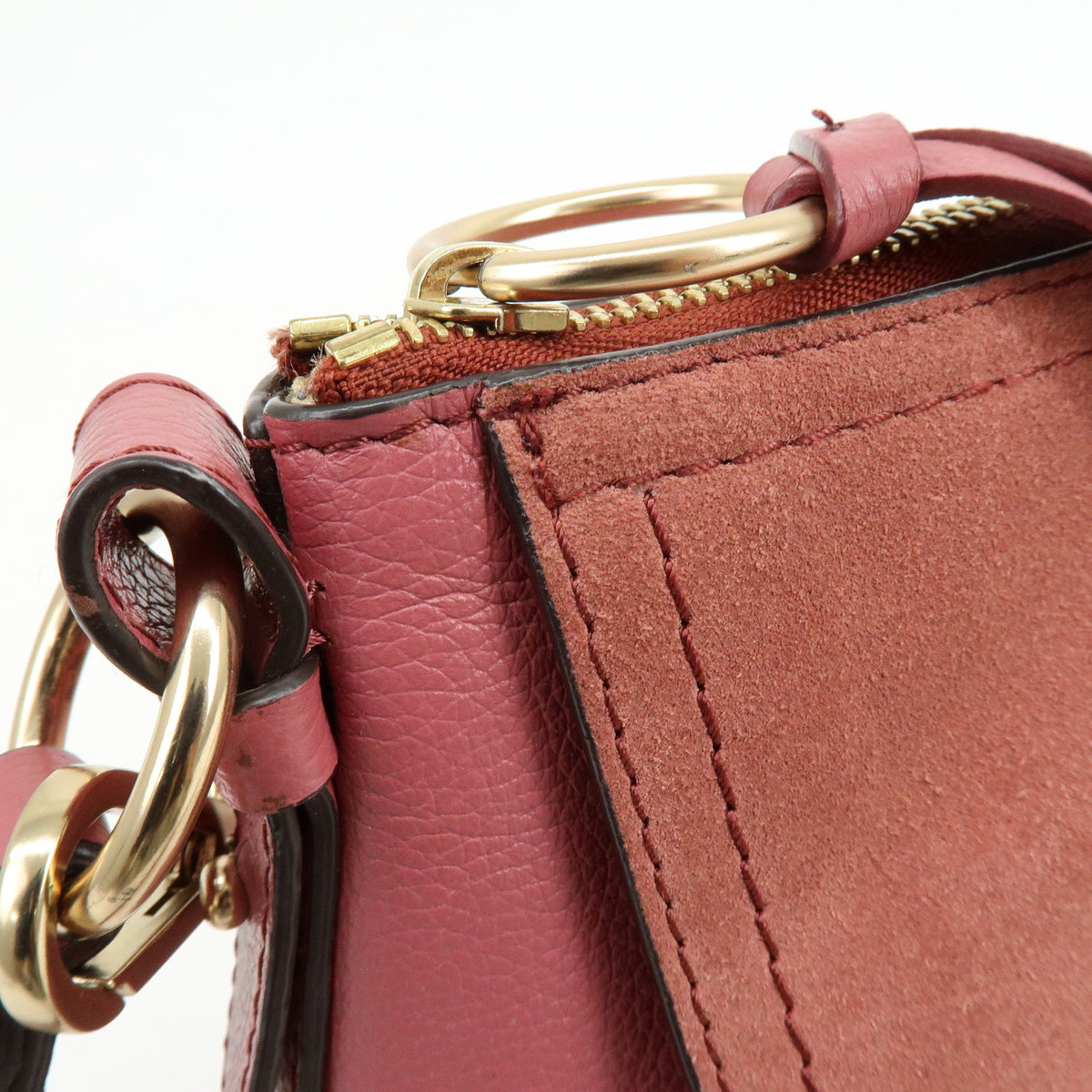Chloe See by Chloe Joan Leather Suede Small 2Way Bag Crossbody Bag Pink
