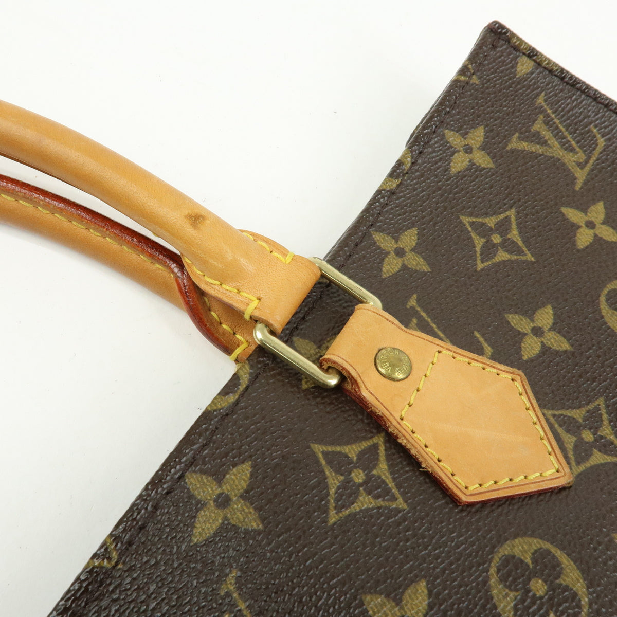 Louis Vuitton Monogram Sac Plat Tote Bag Hand Bag Brown M51140