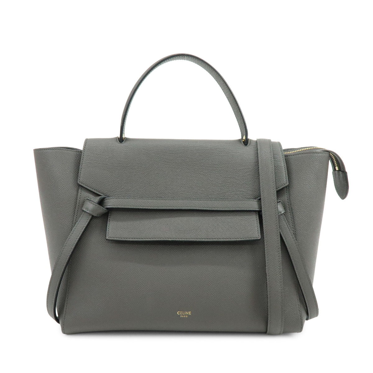 CELINE Belt Bag Small Calf Leather 2WAY Bag Hand Bag Shoulder Bag Gray