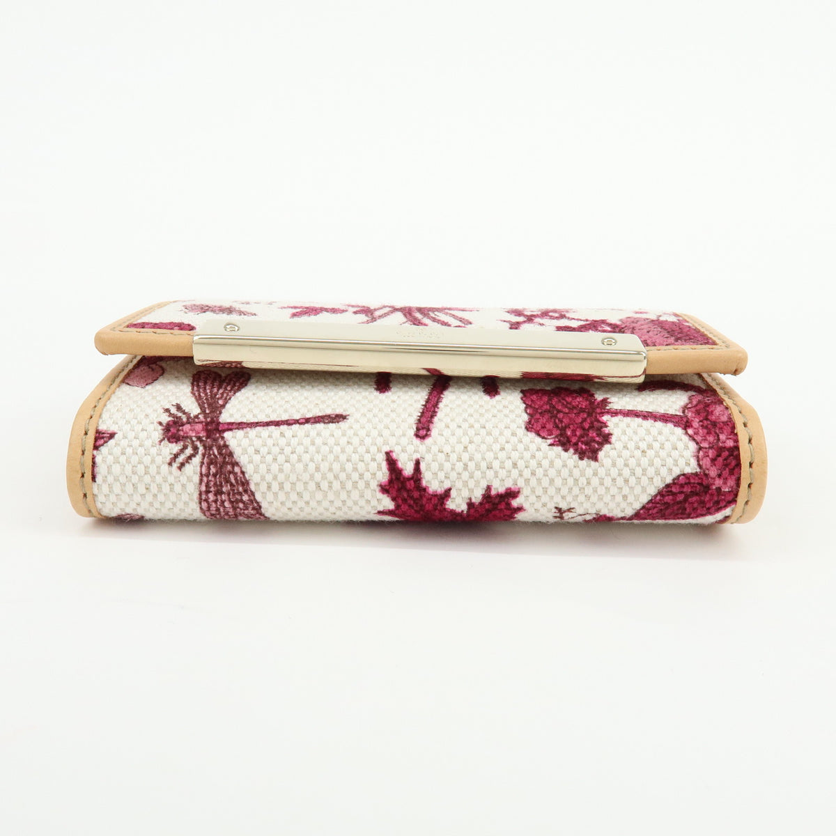 GUCCI Flora Canvas Leather 6 Ring Key Case Flower White Pink 127048