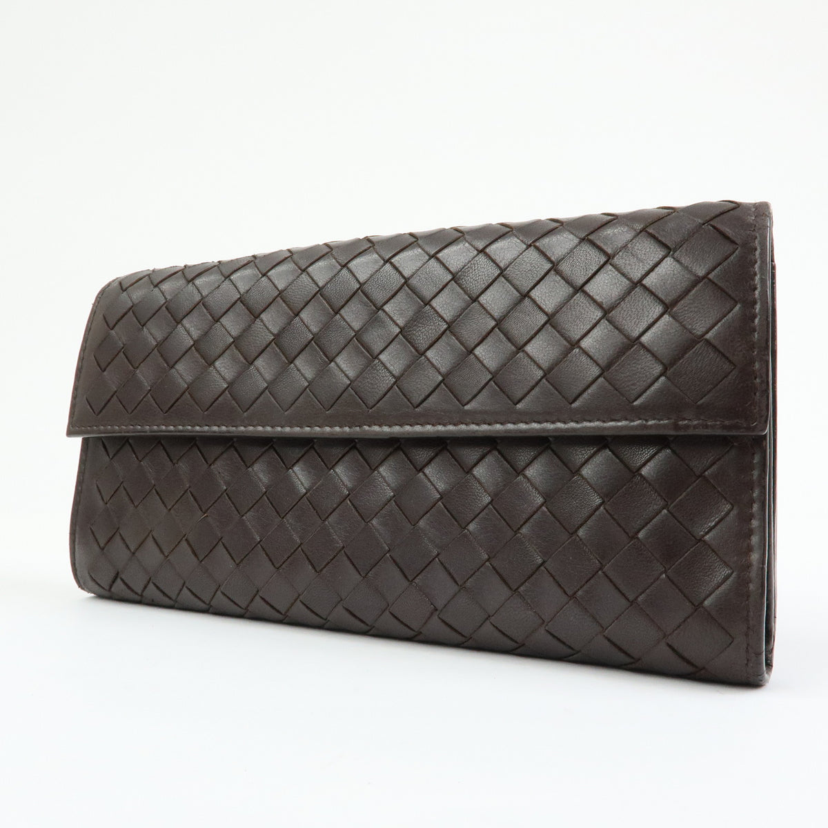 BOTTEGA VENETA Intrecciato Leather Bi-fold Long Wallet Brown 150509