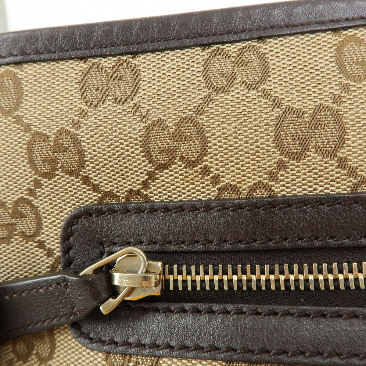GUCCI Canvas Leather Shoulder Bag Crossbody Bag Beige Brown 388930
