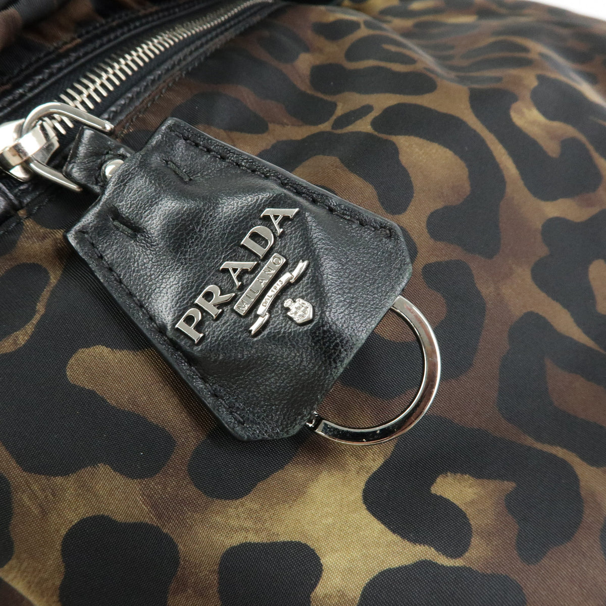 PRADA Triangle Logo Nylon Leather Reversible 2Way Hand Bag Black BN1959