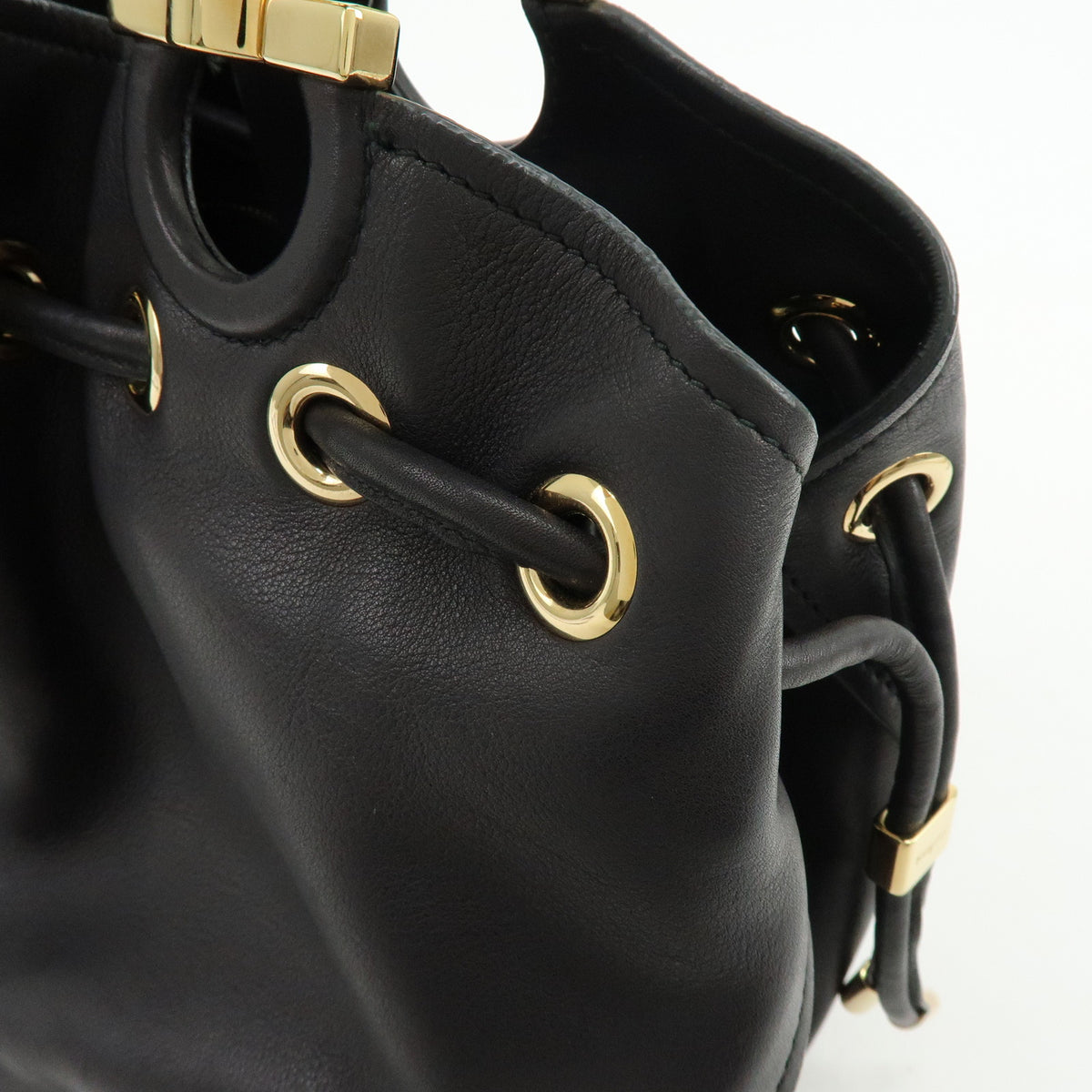 Ferragamo Sonia Leather 2Way Bag Hand Bag Shoulder Bag Black