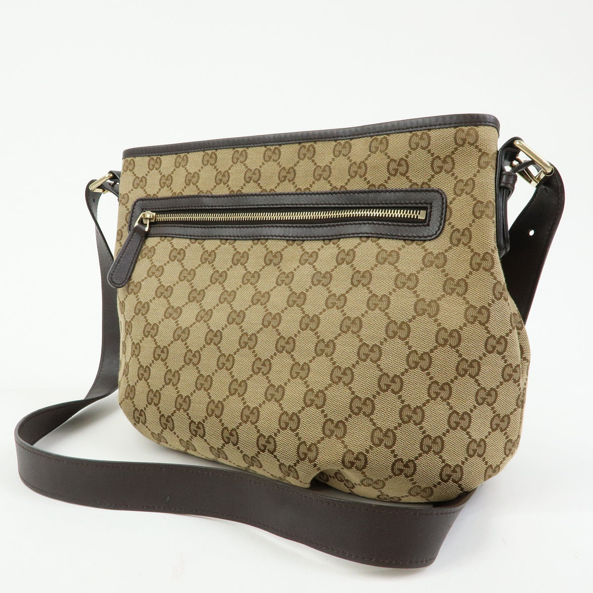 GUCCI Canvas Leather Shoulder Bag Crossbody Bag Beige Brown 388930
